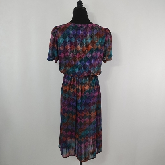 Vintage 80s Neiman Marcus Women's Multicolored Midi Dress size 6 Maximalism - Picture 5 of 9